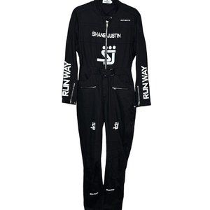 Women's Shane Justin‎ Runway Black Zipper Buckle Jumpsuit Size M